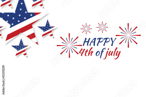 Happy 4th of July Independence Day celebration with American flag USA banner design