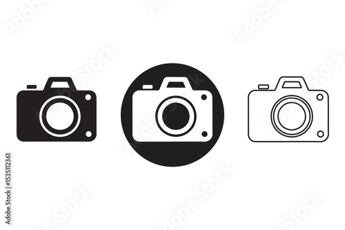 Photo camera icons set. Photography symbol. Photographing sign. Isolated silhouette vector illustration on white background.