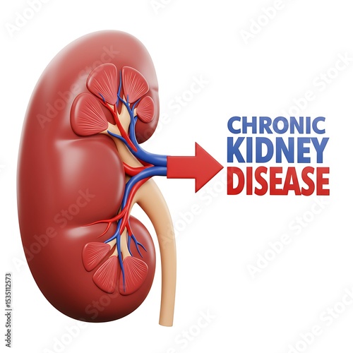Understanding Chronic Kidney Disease: A 3D Medical Illustration