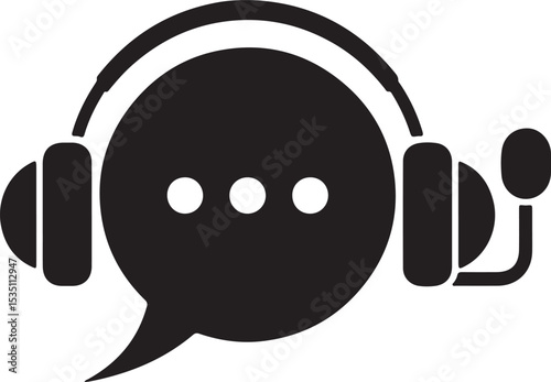 Vector illustration of headphones, a stereo audio headset icon symbolizing music, sound, and technology