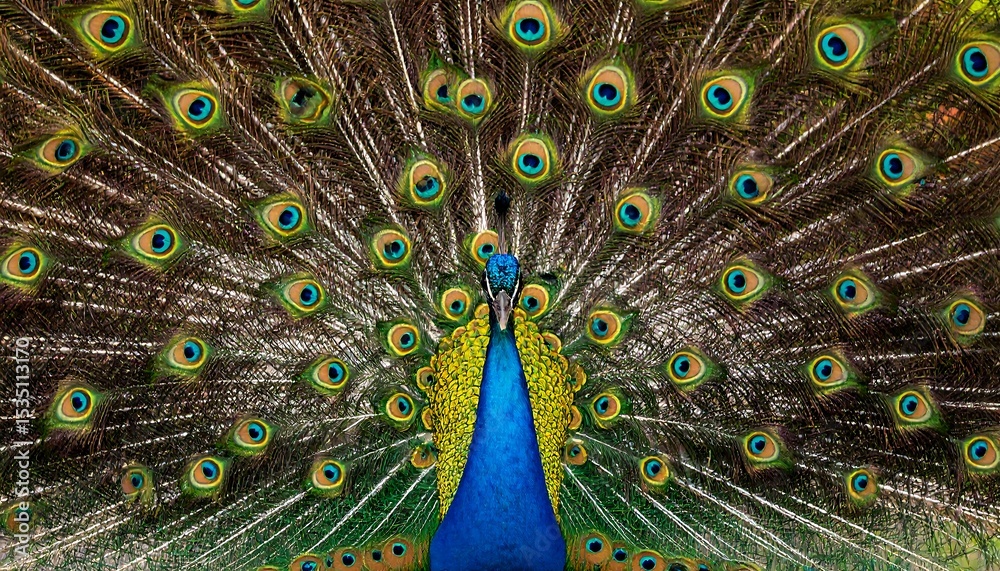 Obraz premium Peacock displaying vibrant plumage