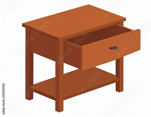 Simple Wooden Nightstand With Open Drawer