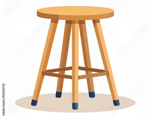 Simple Wooden Stool Illustration