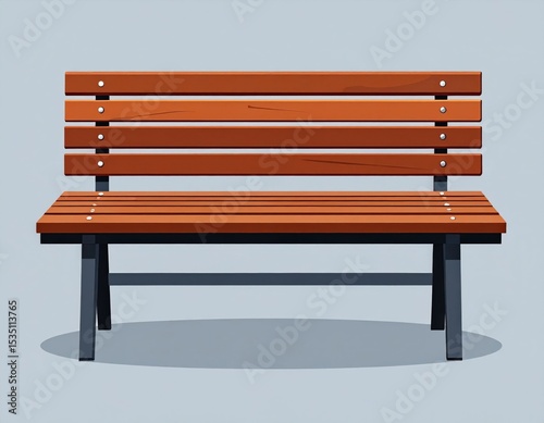 Simple Wooden Park Bench Illustration