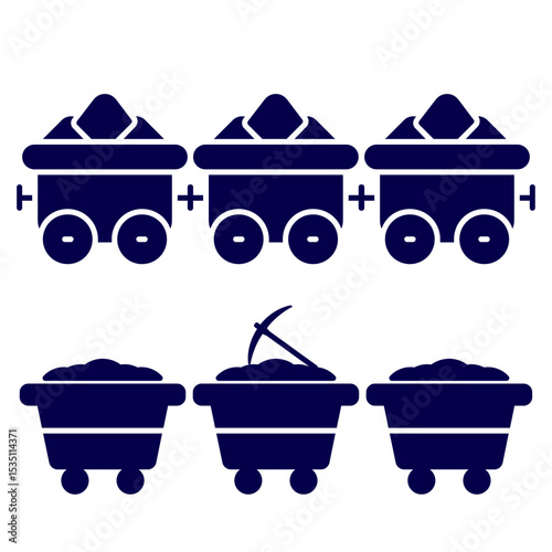 illustration of icon image of mining product transport train