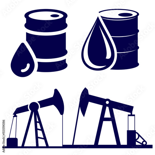 illustration of oil mining logo icon image