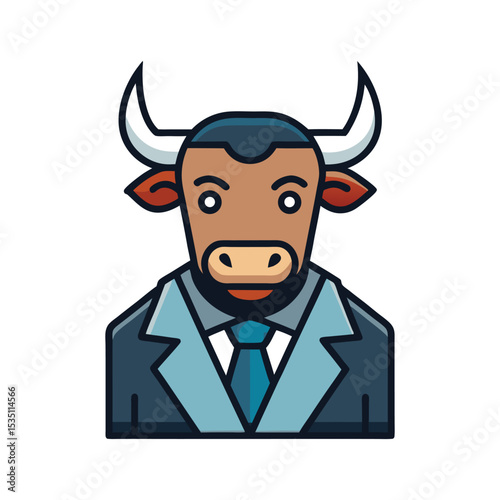 Minimal Professional Bull Animal icon vector illustration