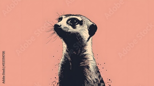 Crisp vector artwork featuring a 2D meerkat silhouette on a transparent canvas with bold contours and elegant minimalism, ideal for digital illustration