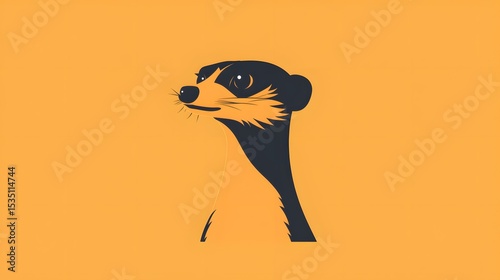 Detailed minimalist flat design vector illustration of a meerkat silhouette against a transparent background with sleek clean lines for modern graphic use