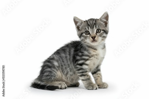 Small gray kitten. isolated, white background