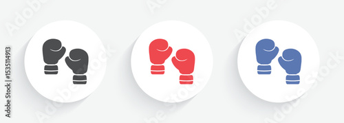 Vector Boxing Gloves In Circle Icon Set
