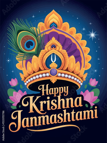 Happy Krishna Janmashtami Festival Celebration Poster Design