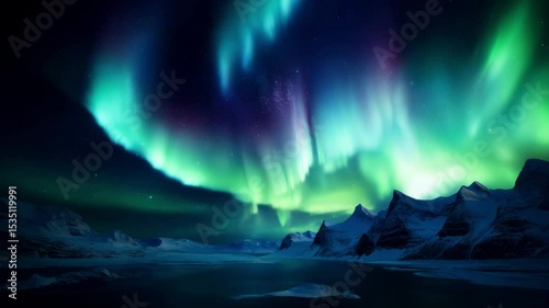 Arctic aurora borealis night sky mountains