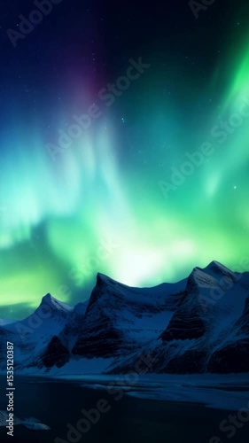 Arctic aurora borealis mountains night sky