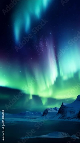 Arctic aurora borealis night sky mountains