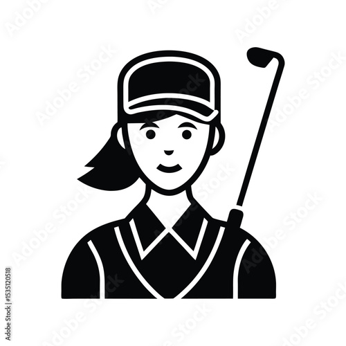 Minimal female golf player icon vector illustration