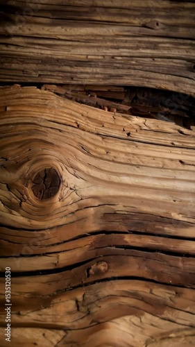 Close-up of old weathered wood, knotty pine, aged lumber, rustic texture, cracked and worn hardwood surface, background material