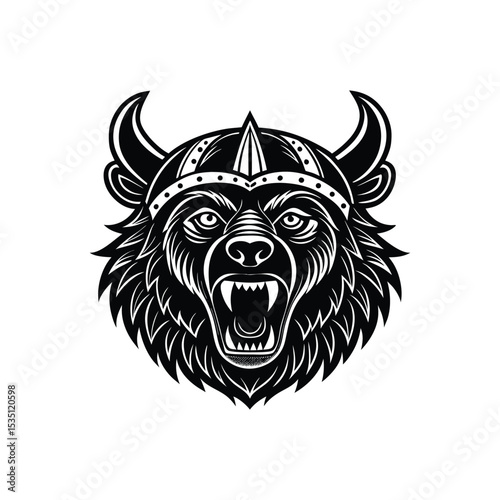 Ferocious Bear Viking icon vector illustration