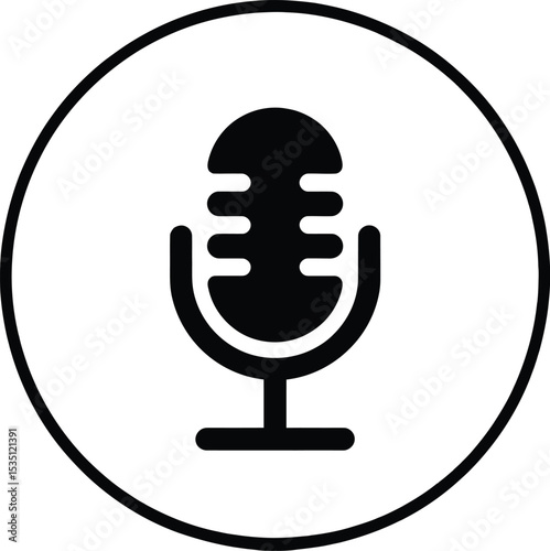 Circular Microphone Icon – Voice, Podcast, and Audio Recording Symbol for UI, Media Apps & Studio Use 