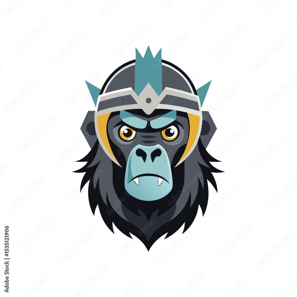 Fototapeta premium Minimal Angry Chimpanzee Tribal Face icon vector illustration
