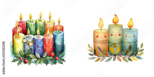advent watercolor vector illustration