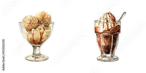 affogato watercolor vector illustration