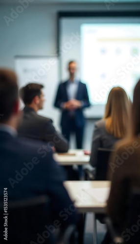 Generative AI Depicts a Blurred Business Conference Presentation