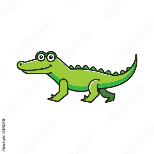 Minimal a walking alligator icon vector illustration 