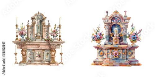 altar watercolor vector illustration