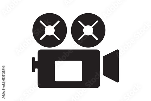 Retro Movie Film Camera Vector Icon for Cinema and Video Production