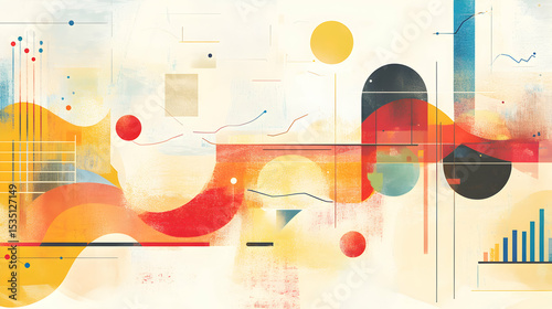 Abstract Data Visualization Art Business Finance Charts Graphic Artwork Modern Design with Colorful Shapes and Lines Presentation Background
