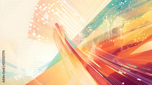 Abstract Colorful Background with Lines and Dots Vibrant Artistic Design