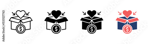 Charity Donation icon sheet multiple style collection