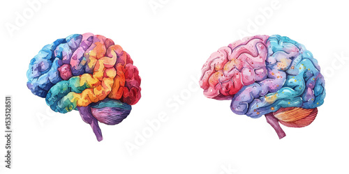 brain watercolor vector illustration