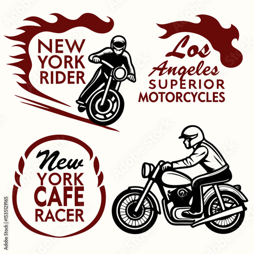 vector set of motorcycle icons
