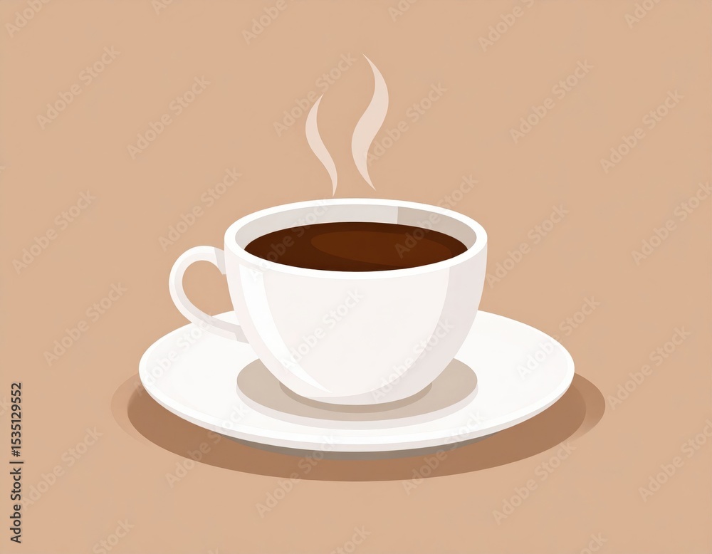 Obraz premium Simple Illustration Of A Cup Of Hot Coffee