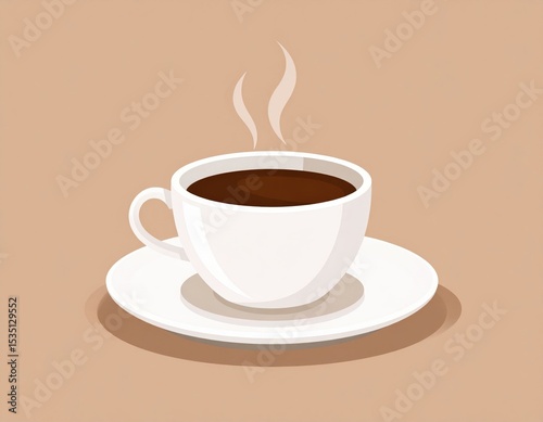Simple Illustration Of A Cup Of Hot Coffee