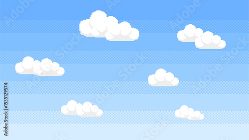 Pixel clouds set for game background in pixel art. Vector illustration.	