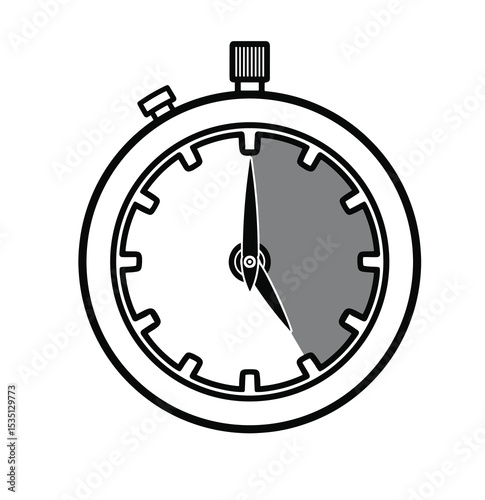 25 minutes stopwatch black and white vector illustration