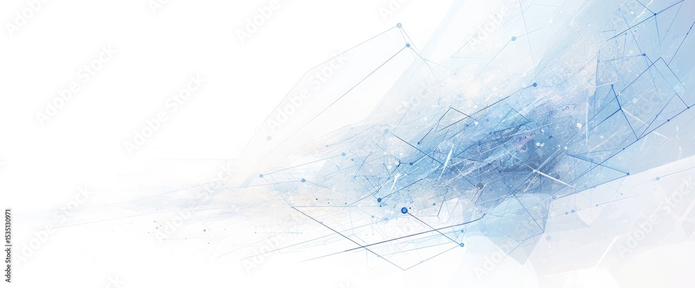 Fototapeta premium Abstract technology banner template with digital connections and global network concept on white, light blue and gray colors for web design or presentation.