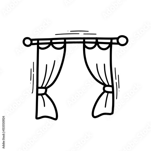 Hand Drawn Curtain Illustration. Doodle Vector. Isolated on White Background - EPS 10 Vector