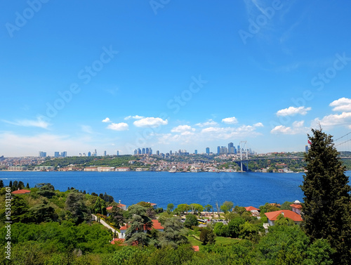 Istanbul city view from the Nakkastepe National Garden in summer, Turkey