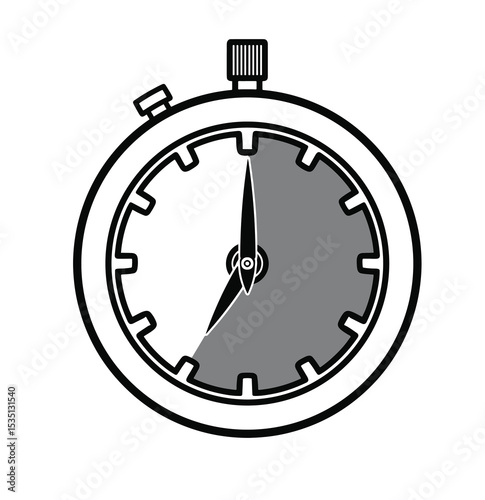 35 minutes stopwatch black and white vector illustration