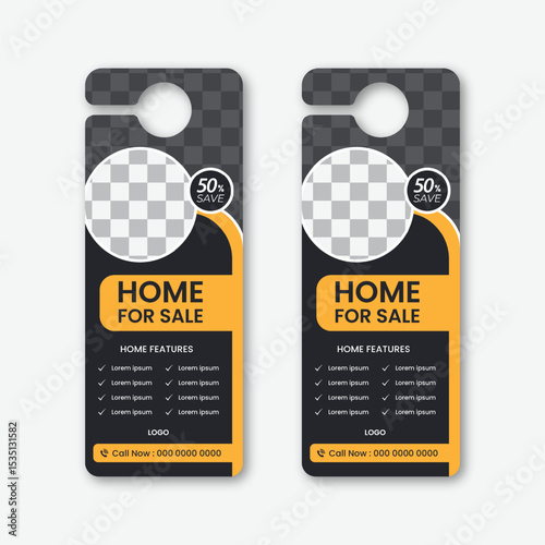 door hanger template design vector of print