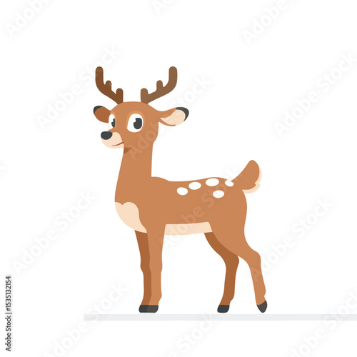 Cute Cartoon Deer Character Illustration on White Background
