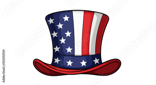 Patriotic Uncle Sam Top Hat American Flag Design Illustration