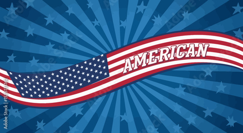 Patriotic American Flag Banner Design Vector Illustration