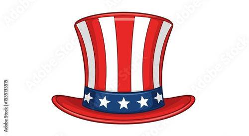 Patriotic Uncle Sam Top Hat American Flag Design Illustration