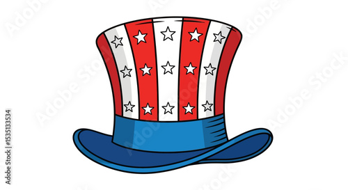 Patriotic Uncle Sam Top Hat Illustration American Symbol Clipart