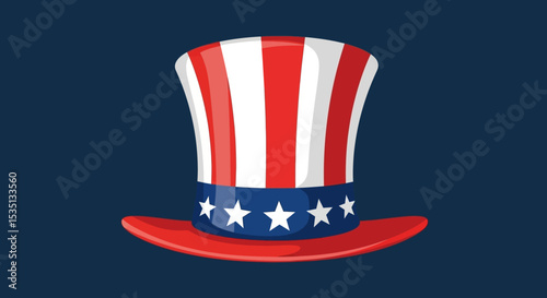 Patriotic Uncle Sam Top Hat American Flag Design Illustration